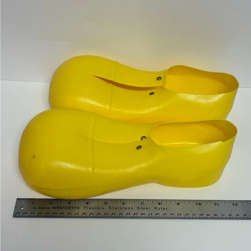 RUBIES CLOWN KIDS' SHOES Molded Plastic Yellow Vintage MADE IN U.S.A. Halloween - Picture 9 of 14
